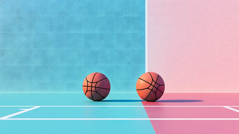 撞色背景下的篮球艺术图片