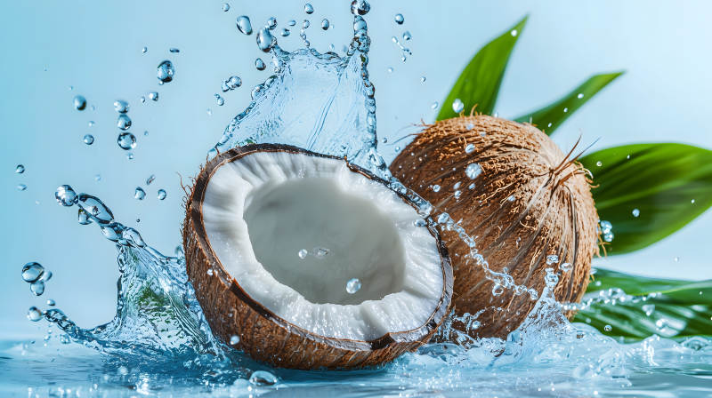 水花四溅的椰香诱惑图片