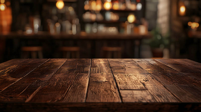 咖啡厅的木质桌面一角图片