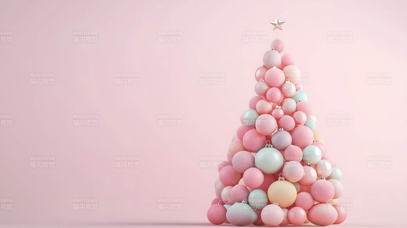 粉色圣诞球的甜蜜圣诞图片