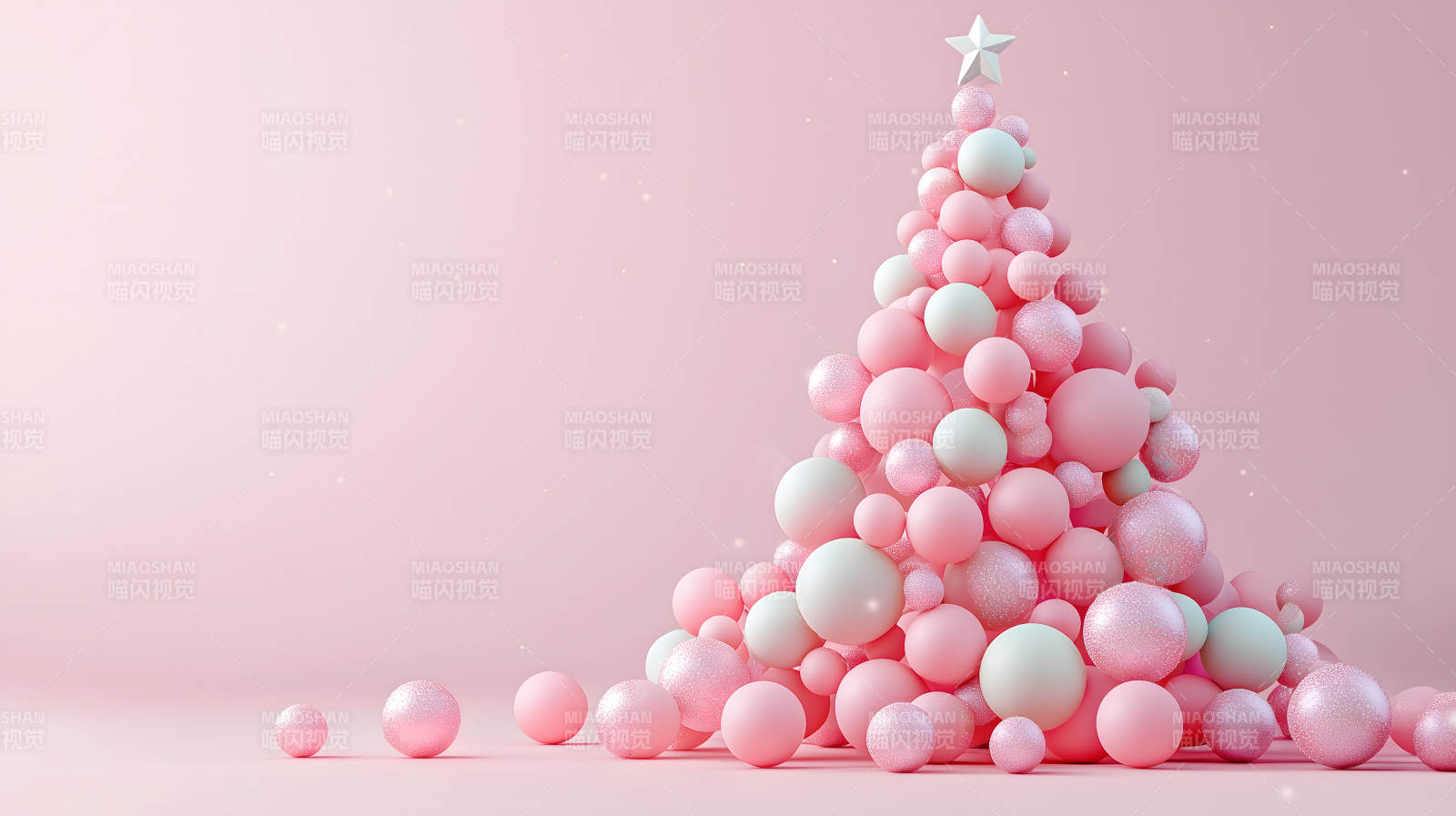 粉色圣诞球的甜蜜圣诞图片
