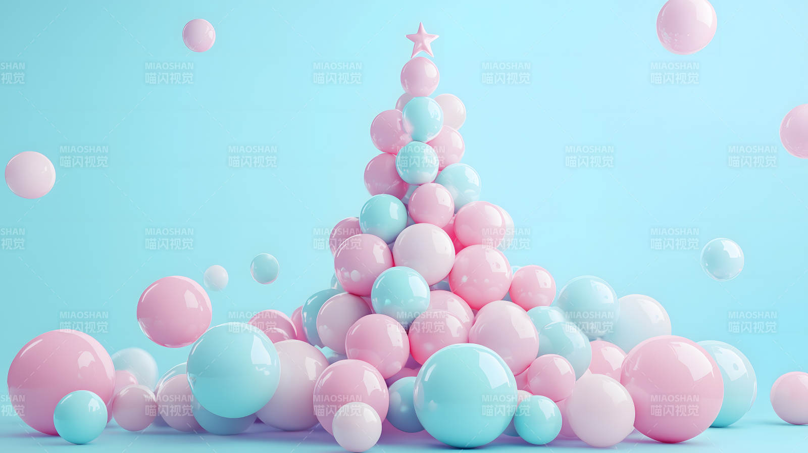 粉色圣诞球的甜蜜圣诞图片