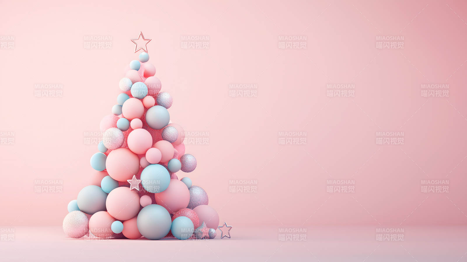 粉色圣诞球的甜蜜圣诞图片