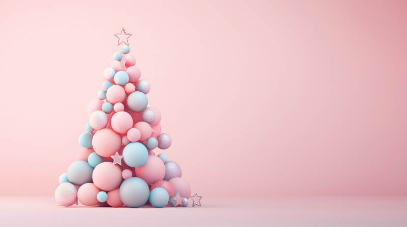 粉色圣诞球的甜蜜圣诞图片