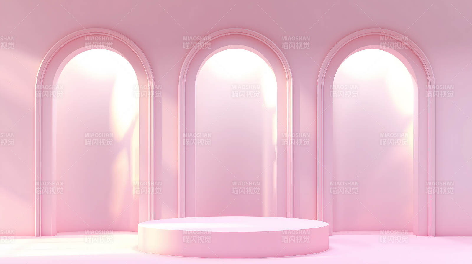 粉色拱门下的梦幻舞台图片