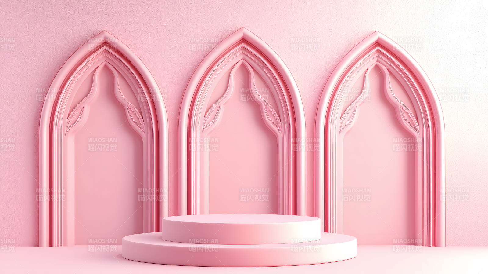 粉色拱门下的梦幻舞台图片