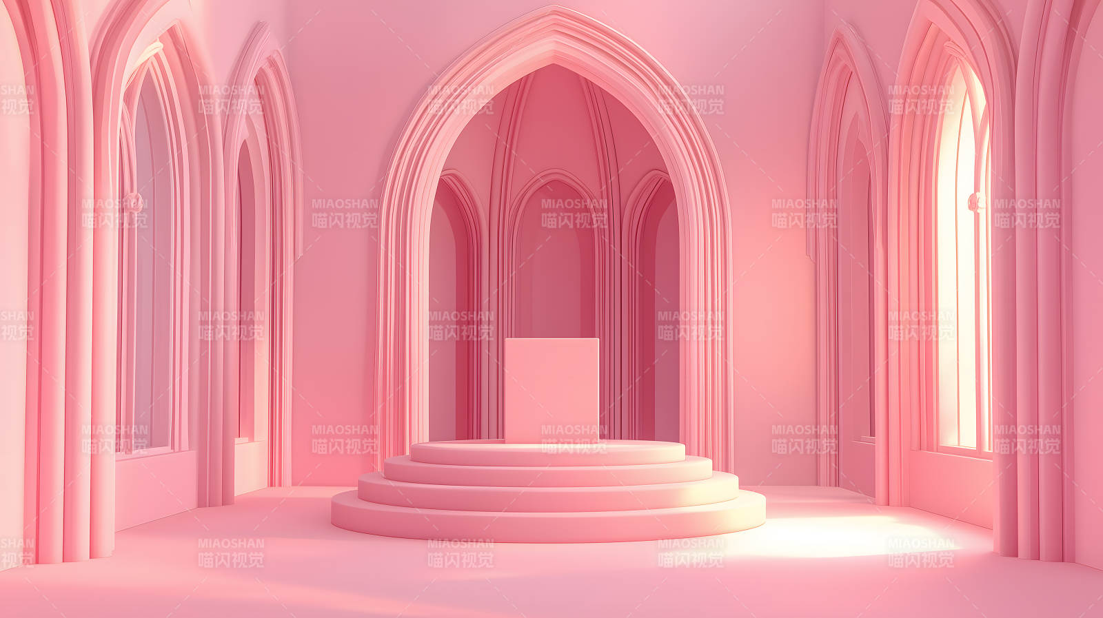 粉色拱门下的梦幻舞台图片