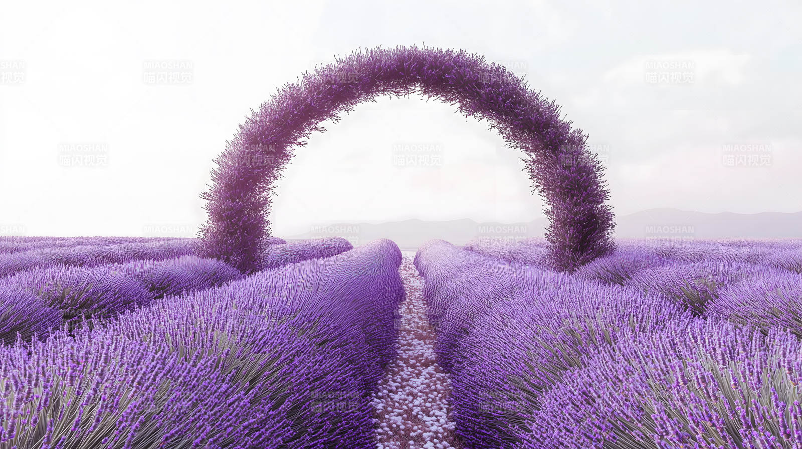 薰衣草田间的梦幻之门图片