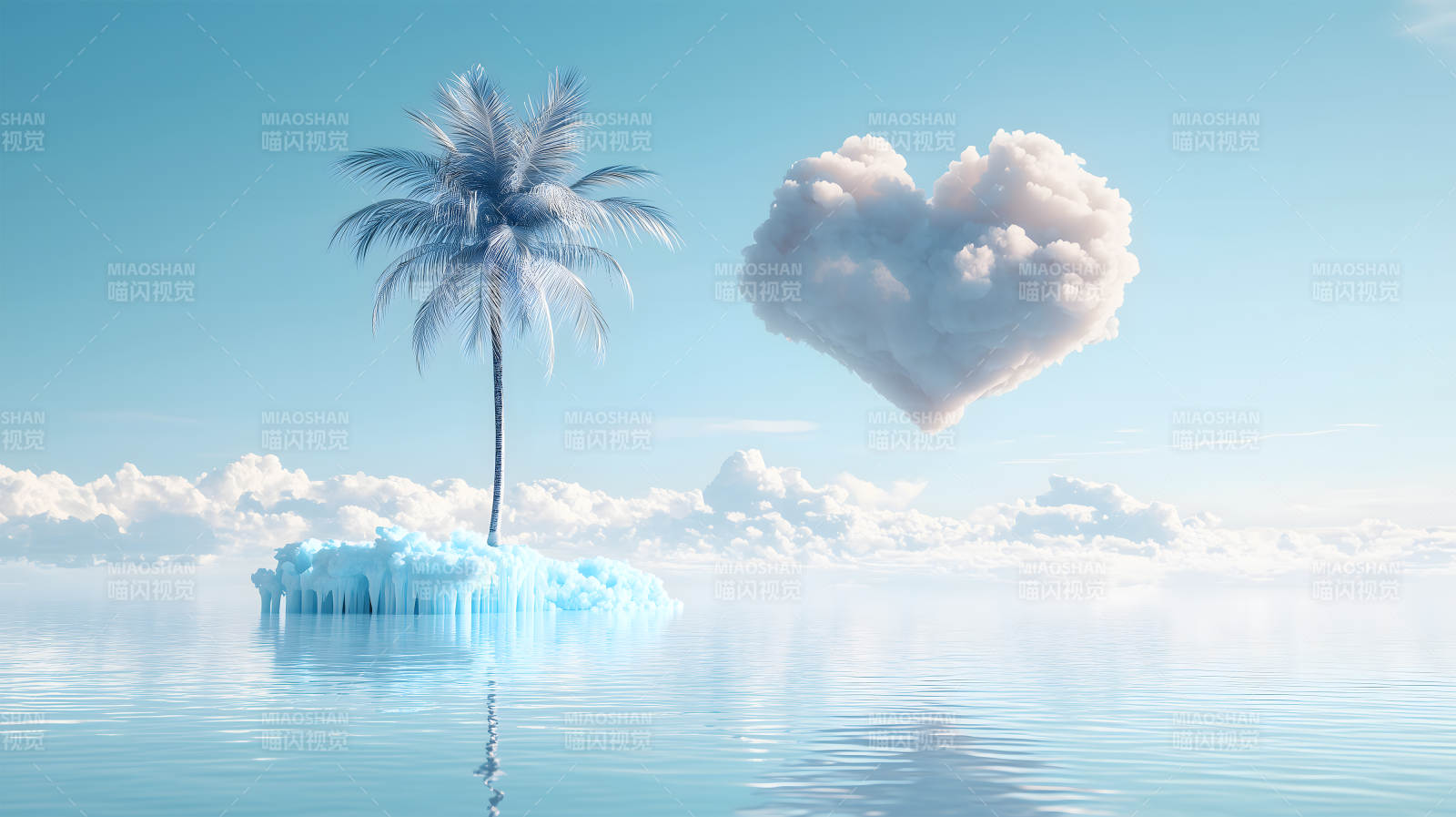 心形云朵的夏日梦境图片