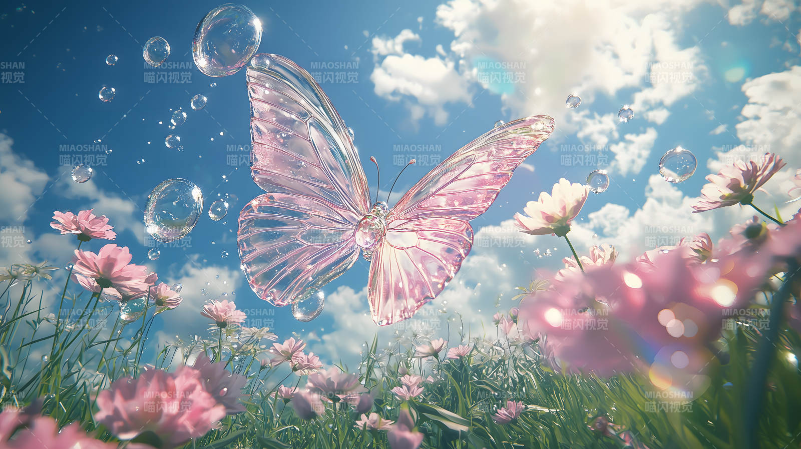 玫瑰园中的梦幻蝶舞图片