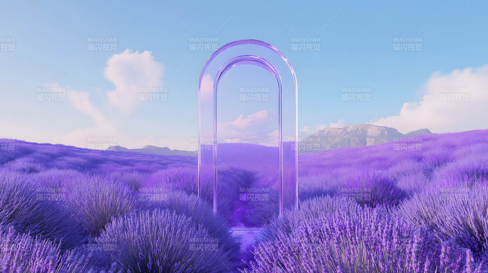 薰衣草田间的梦幻之门图片