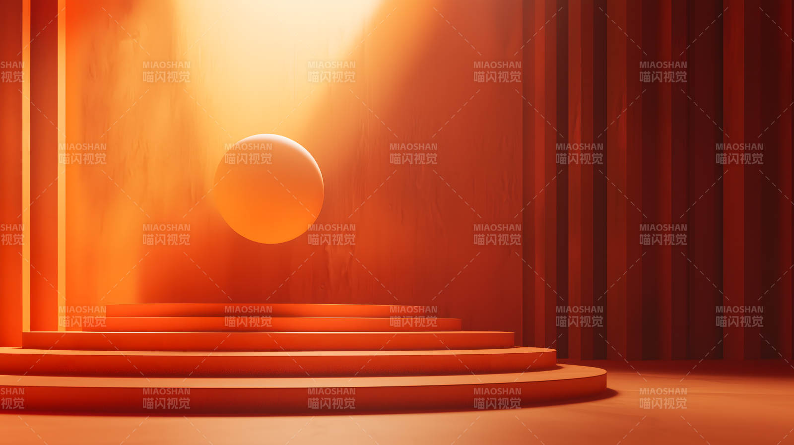 橙色光影下的舞台图片