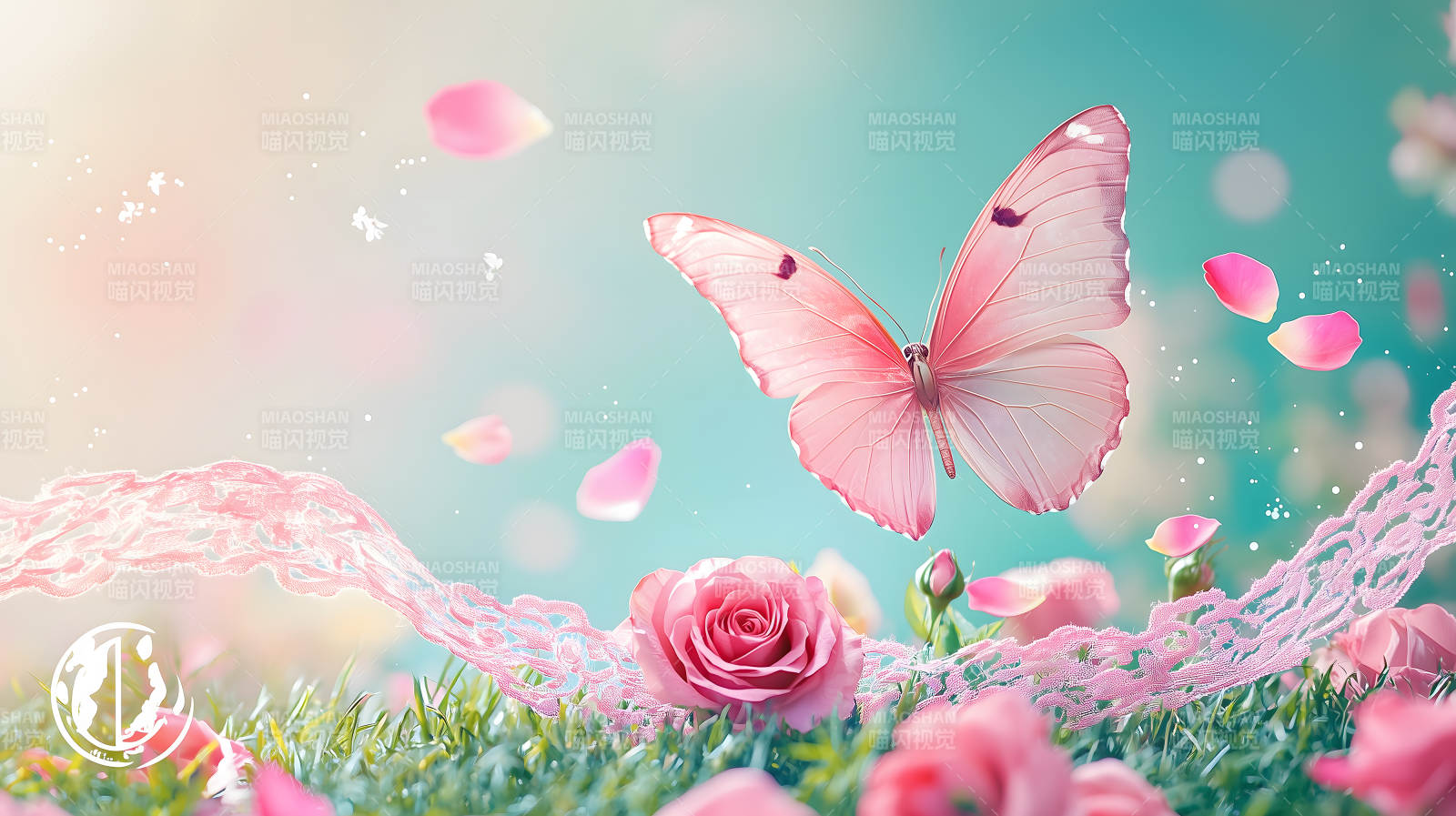 玫瑰园中的梦幻蝶舞图片