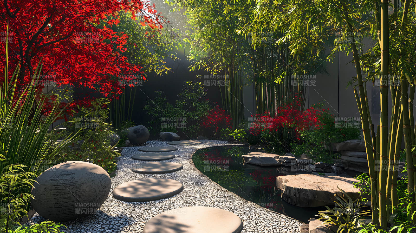 禅意庭院的宁静一隅图片