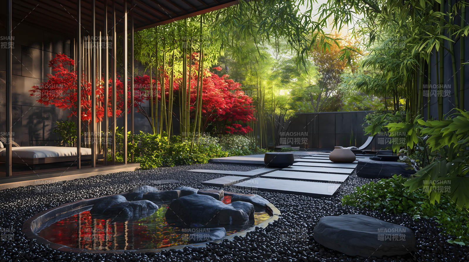 禅意庭院的宁静一隅图片