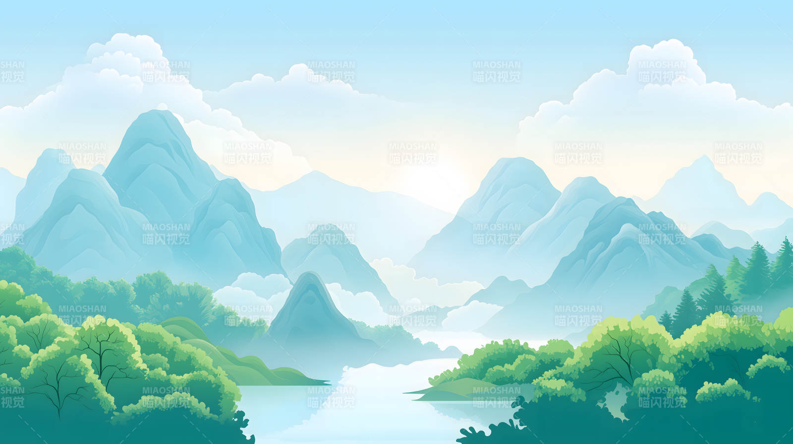 水墨山水间的宁静致远图片