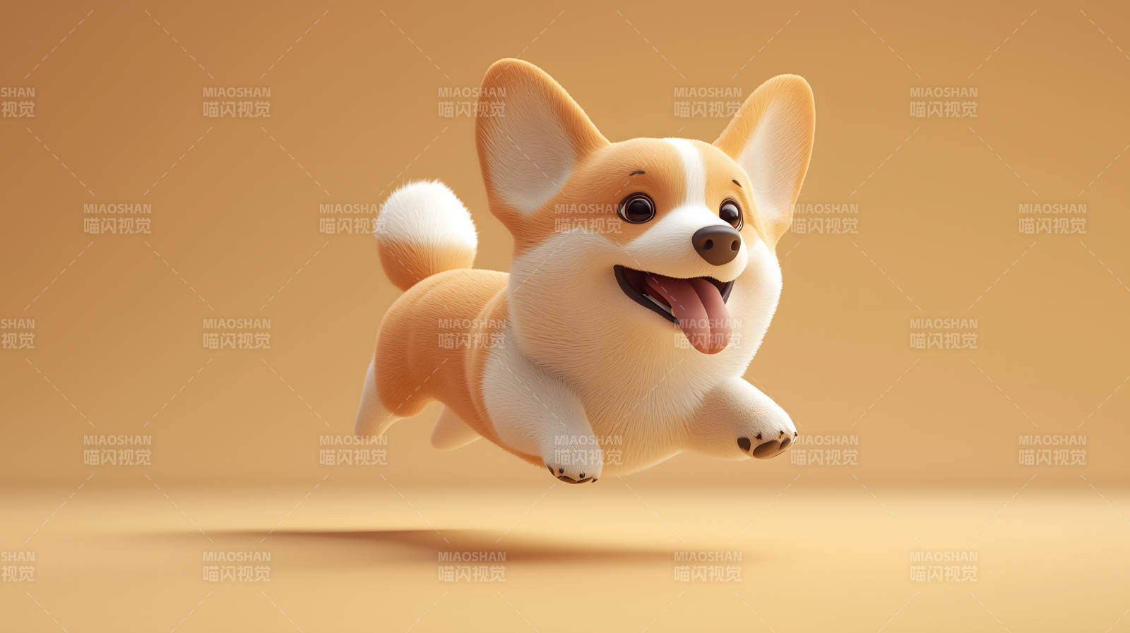 奔跑的卡通柯基犬图片