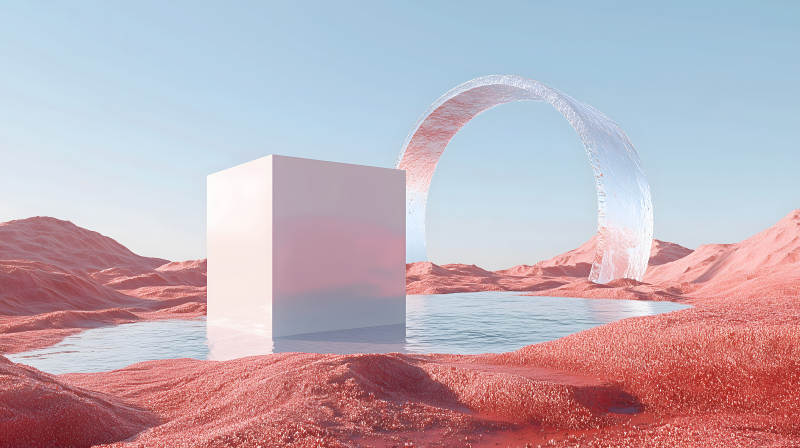 粉色梦境中的几何奇观图片