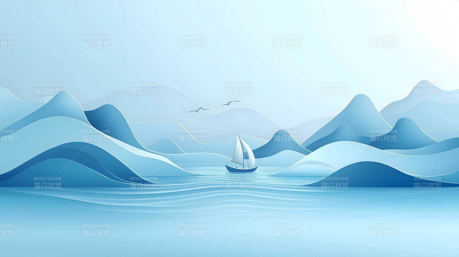 水墨山水间的宁静致远图片