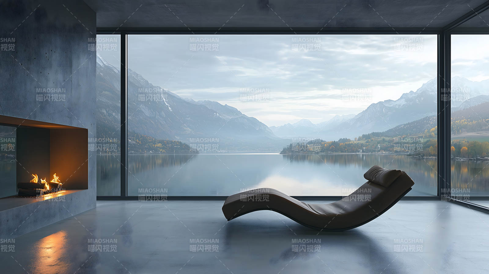 湖光山色的静谧居所图片