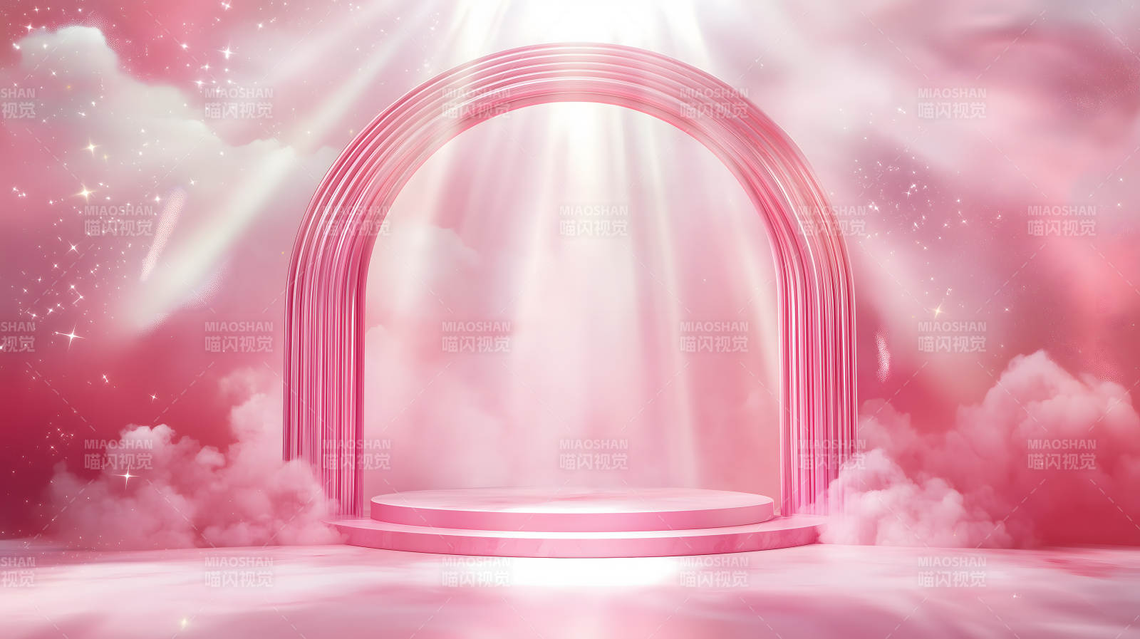 粉色拱门下的梦幻舞台图片