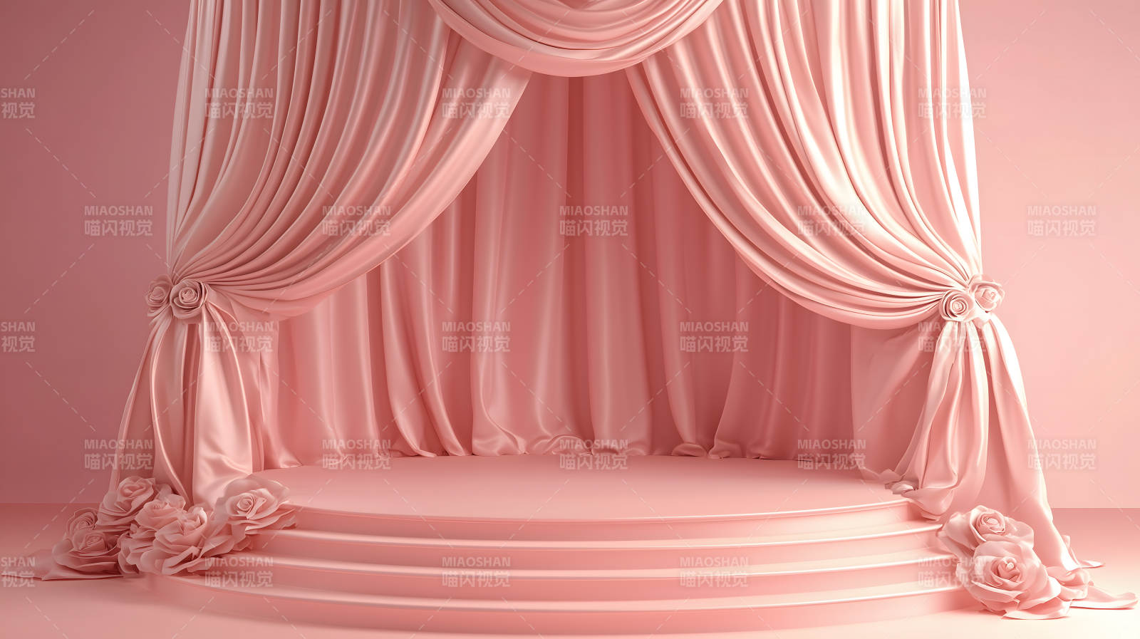 优雅粉色背景下的产品展示图片