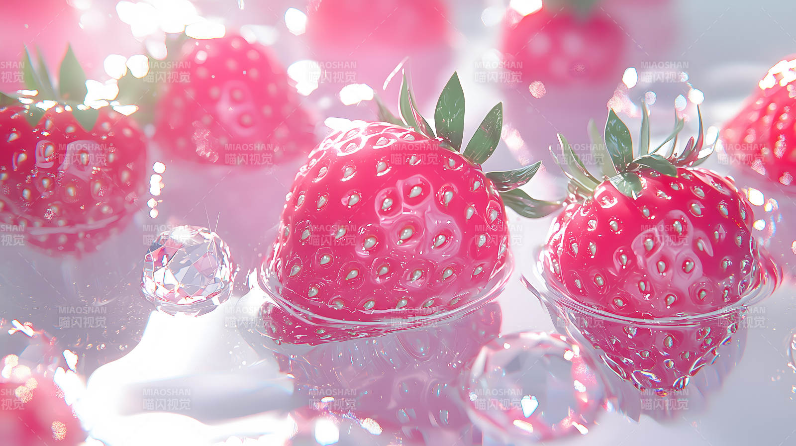 晶莹剔透的草莓之恋图片
