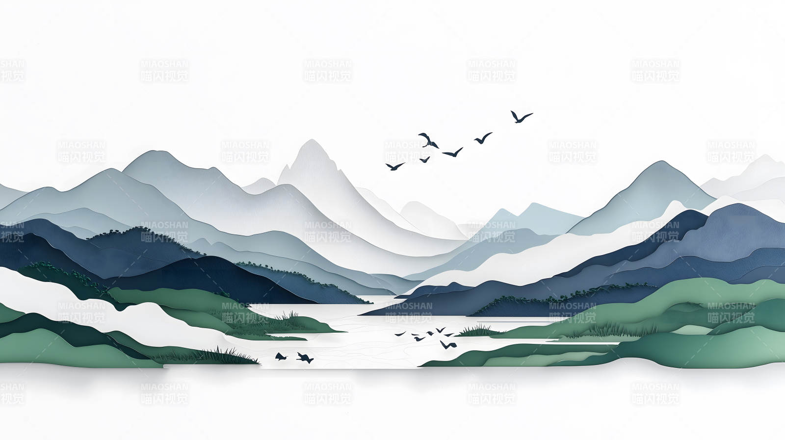 水墨山水间的宁静致远图片