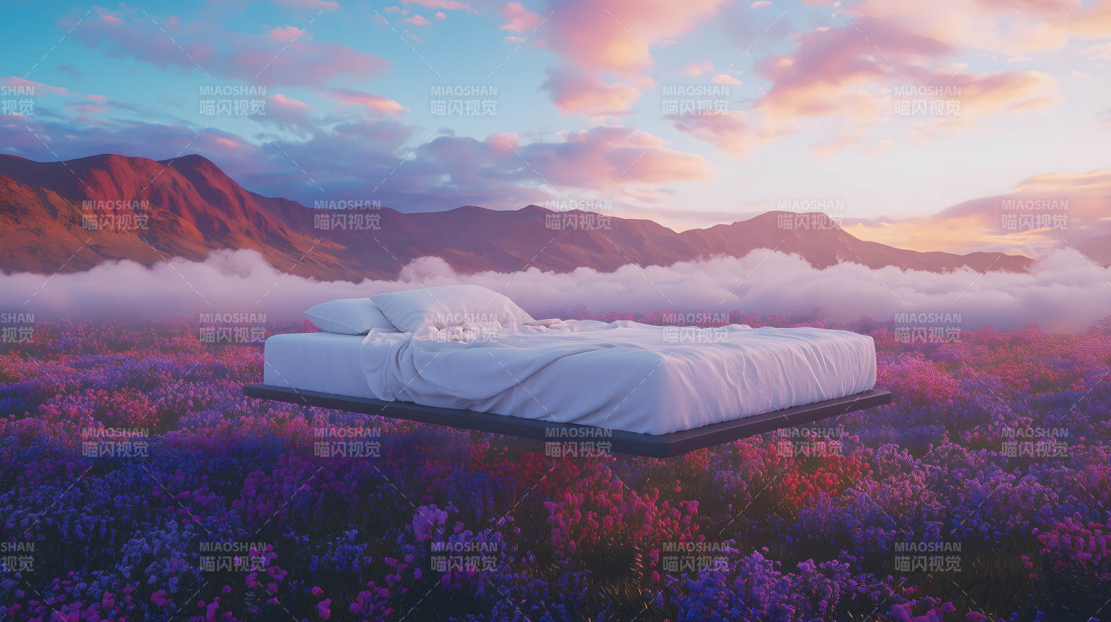 紫花田上床铺图片