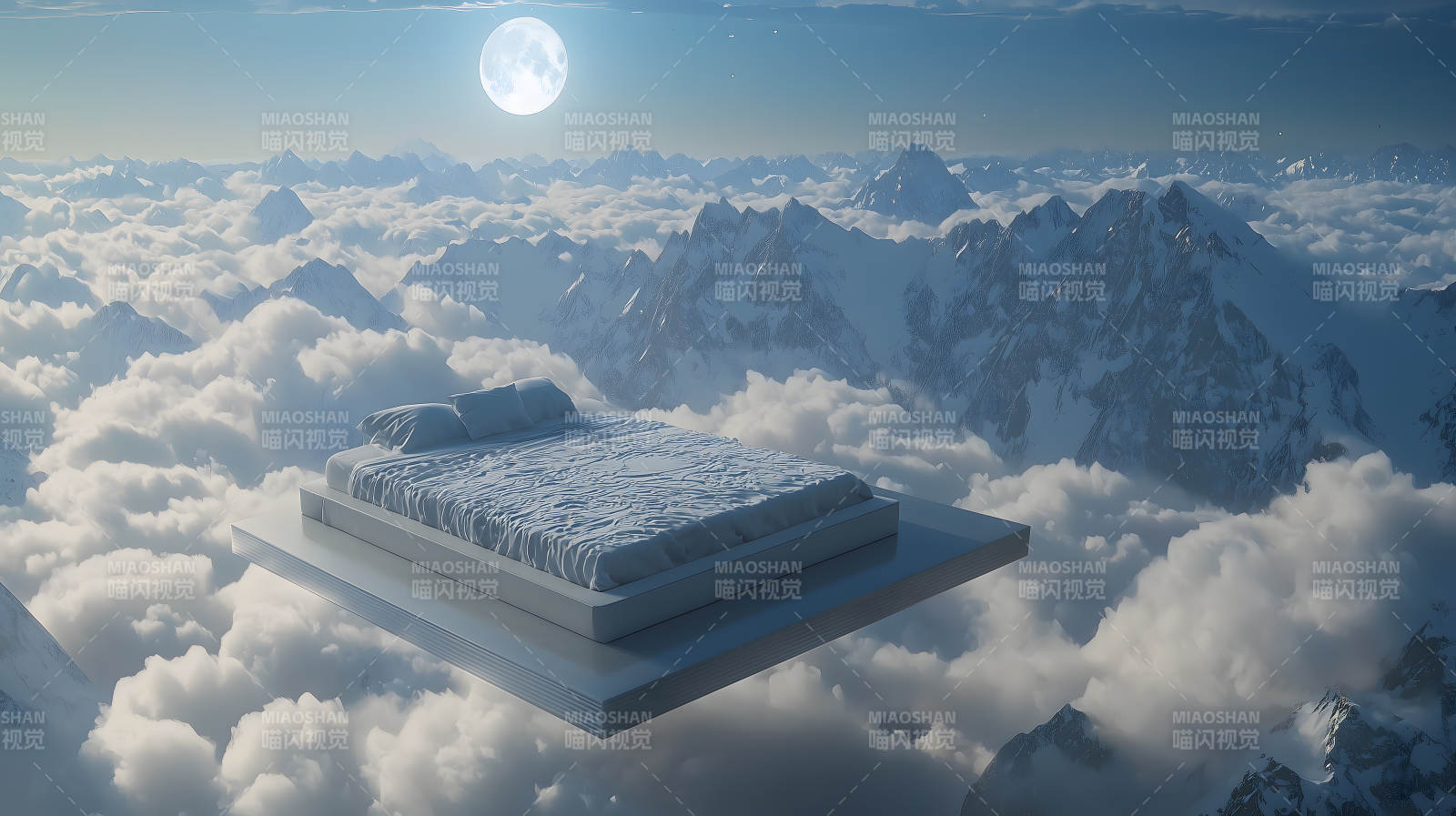 雪山云海睡床图片