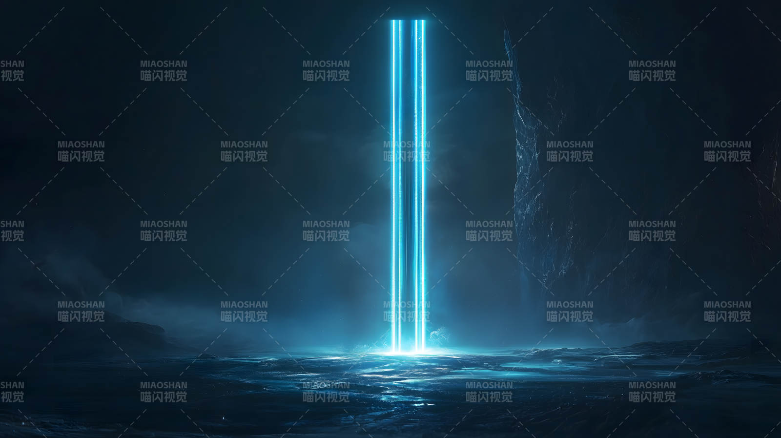 暗夜蓝光光柱图片