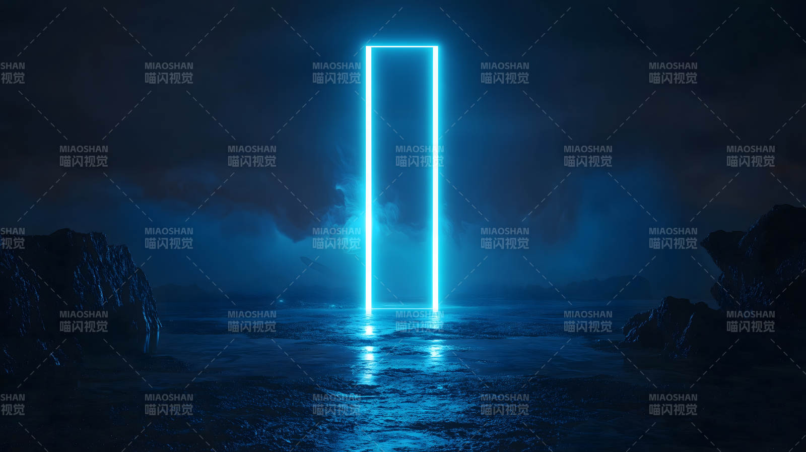 暗夜蓝光光柱图片