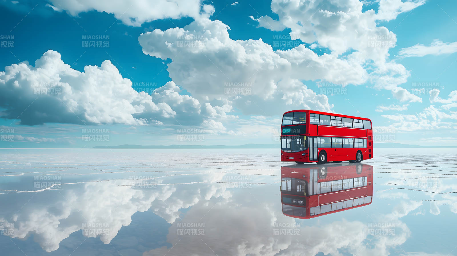 蓝天白云红巴景图片