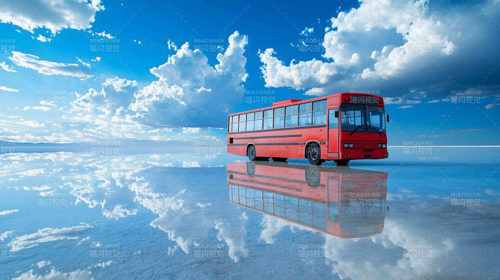 蓝天白云红巴景图片