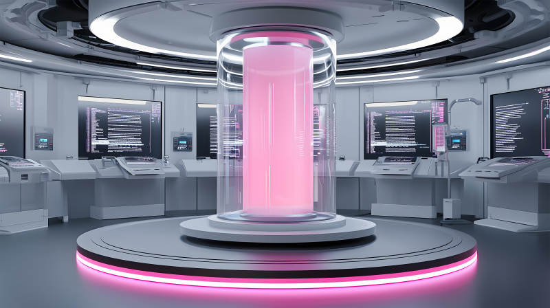 紫蓝光效下的科技感舞台展示场景图片