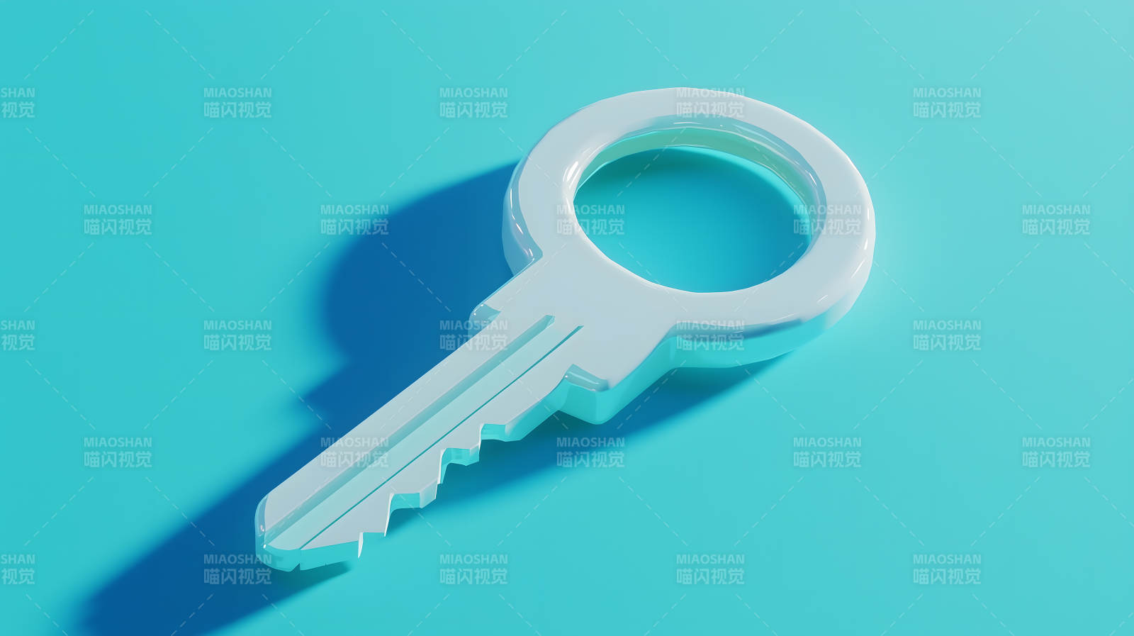 浅灰色背景上的浅绿色简约钥匙造型图片