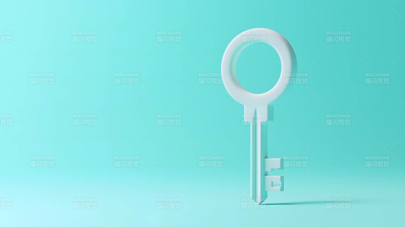 浅灰色背景上的浅绿色简约钥匙造型图片