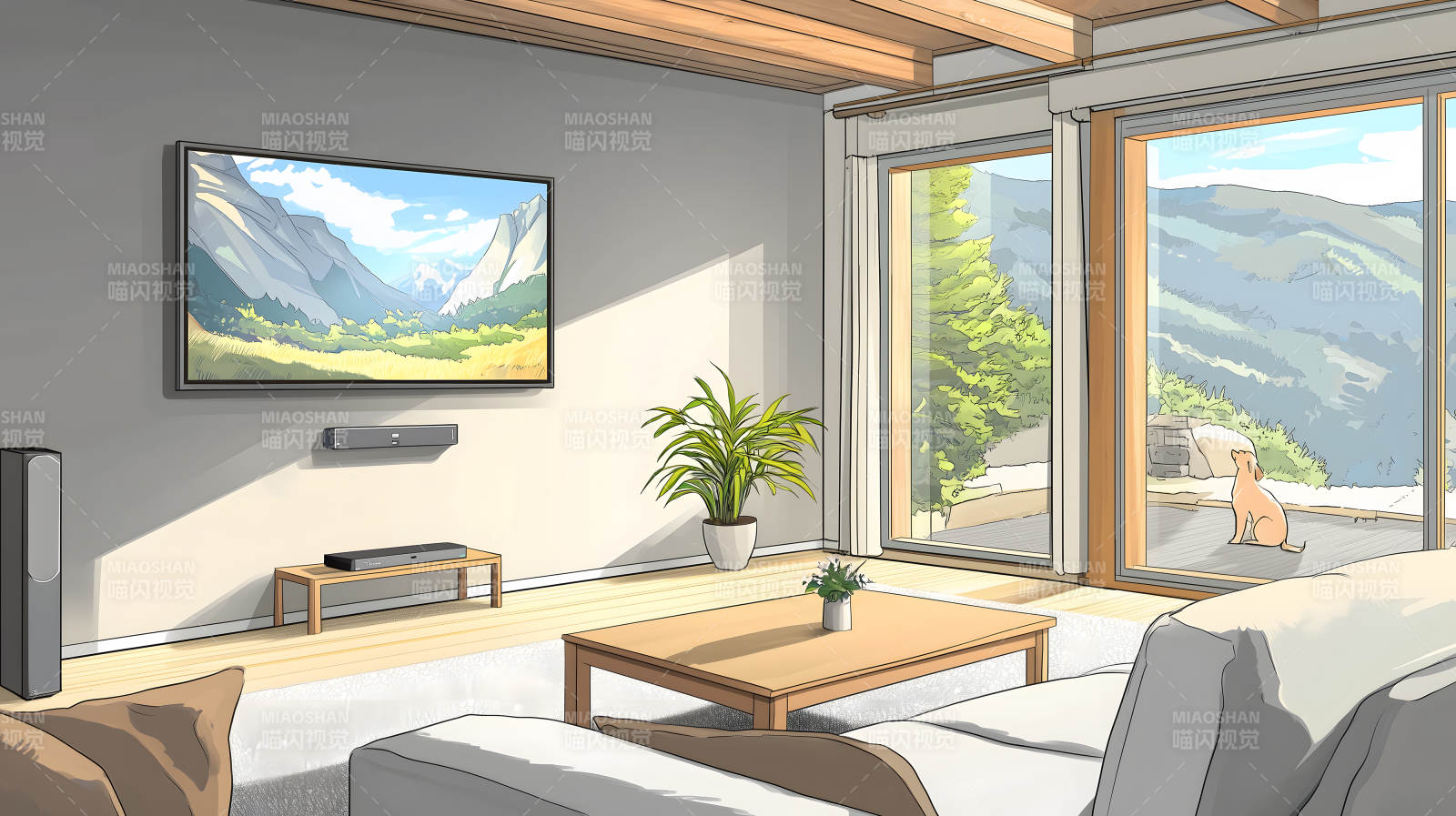 简约明亮现代风客厅空间图片