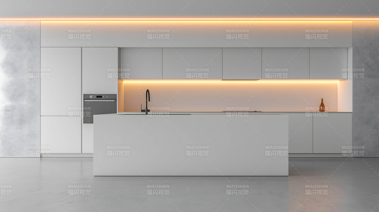 简约现代风格的明亮开放式厨房空间图片