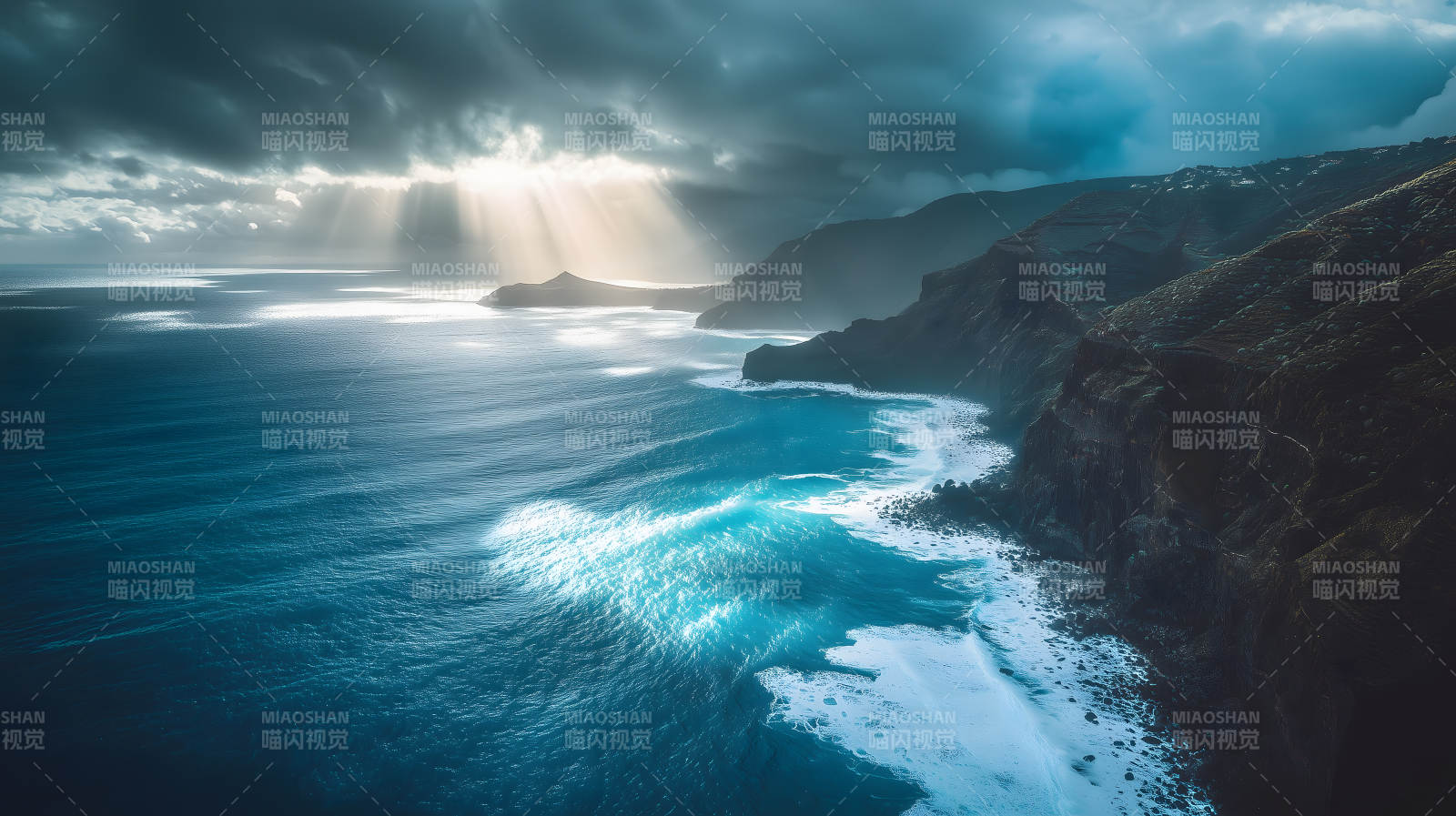 海崖光影海景图片