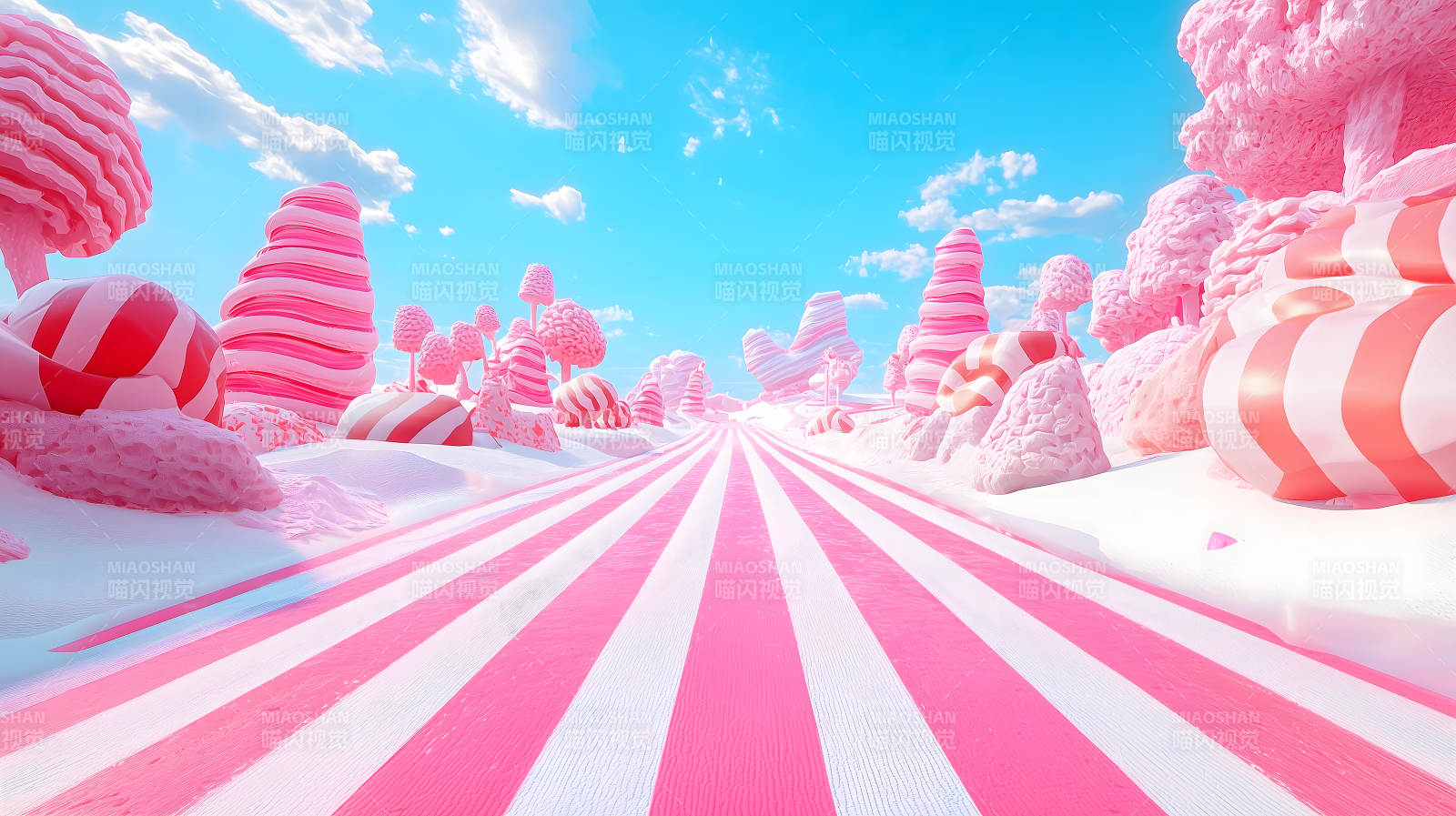 粉白配色的梦幻糖果主题童话场景图片