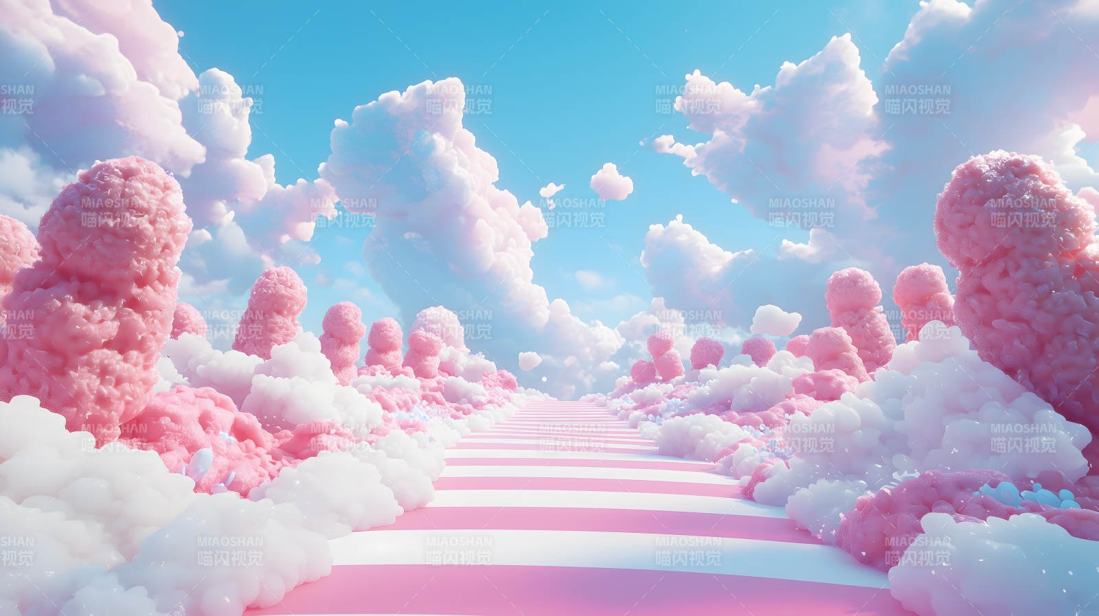 粉白配色的梦幻糖果主题童话场景图片