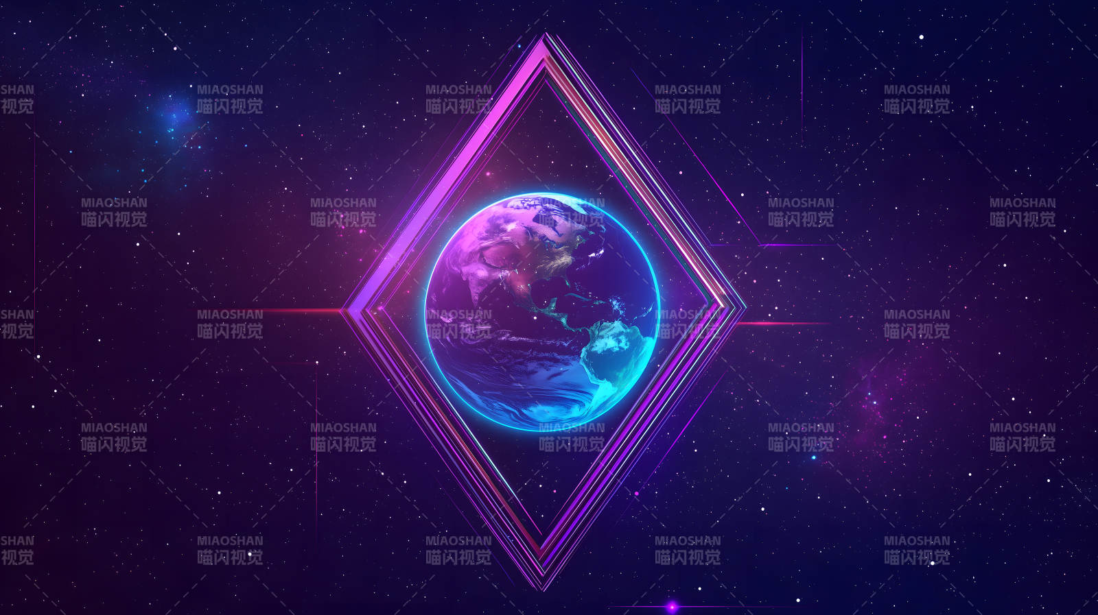 紫框地球映星空图片