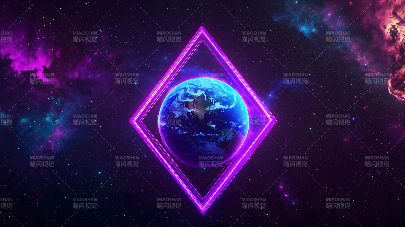 紫框地球映星空图片