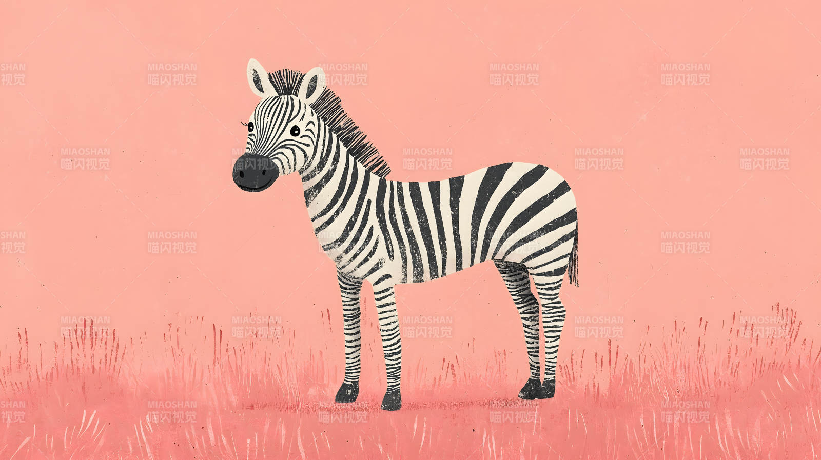 粉色背景斑马图片