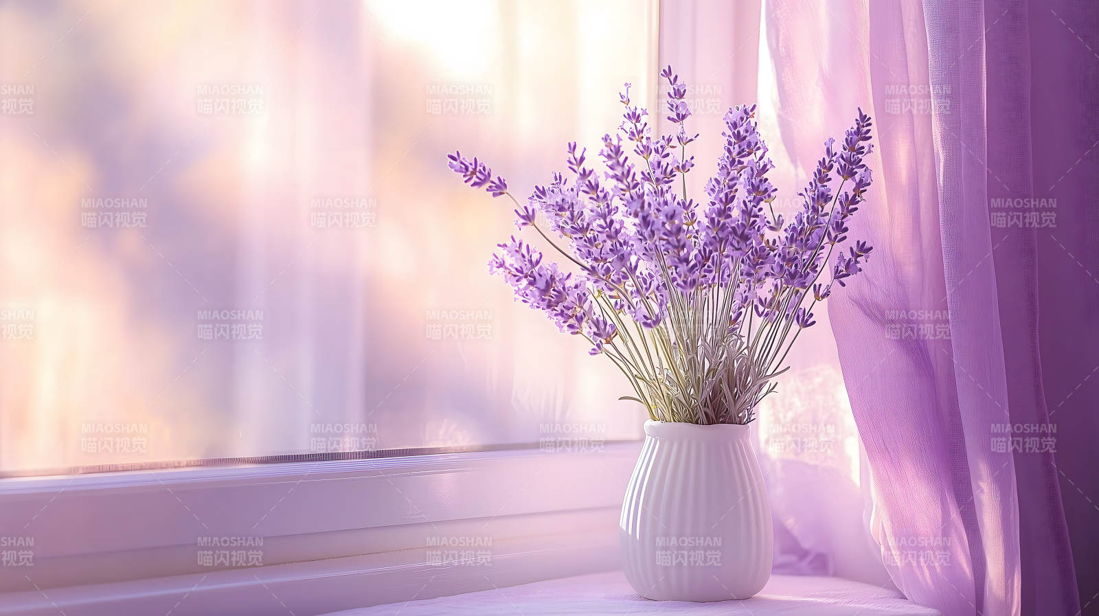 窗边薰衣草瓶图片