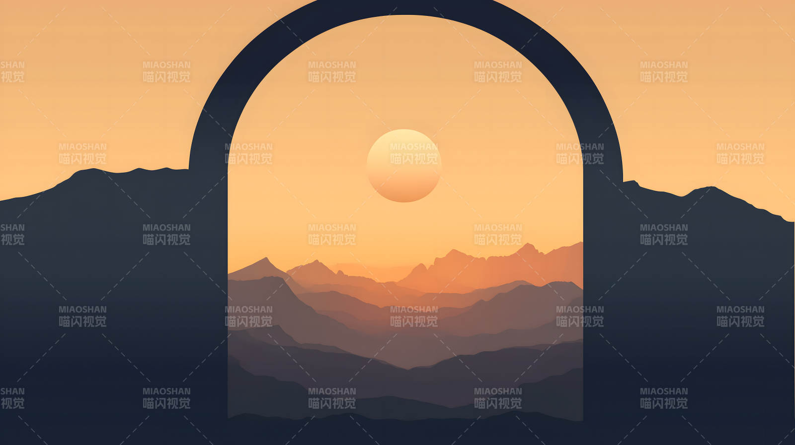 沙漠橙门人影凝视远方美景图片