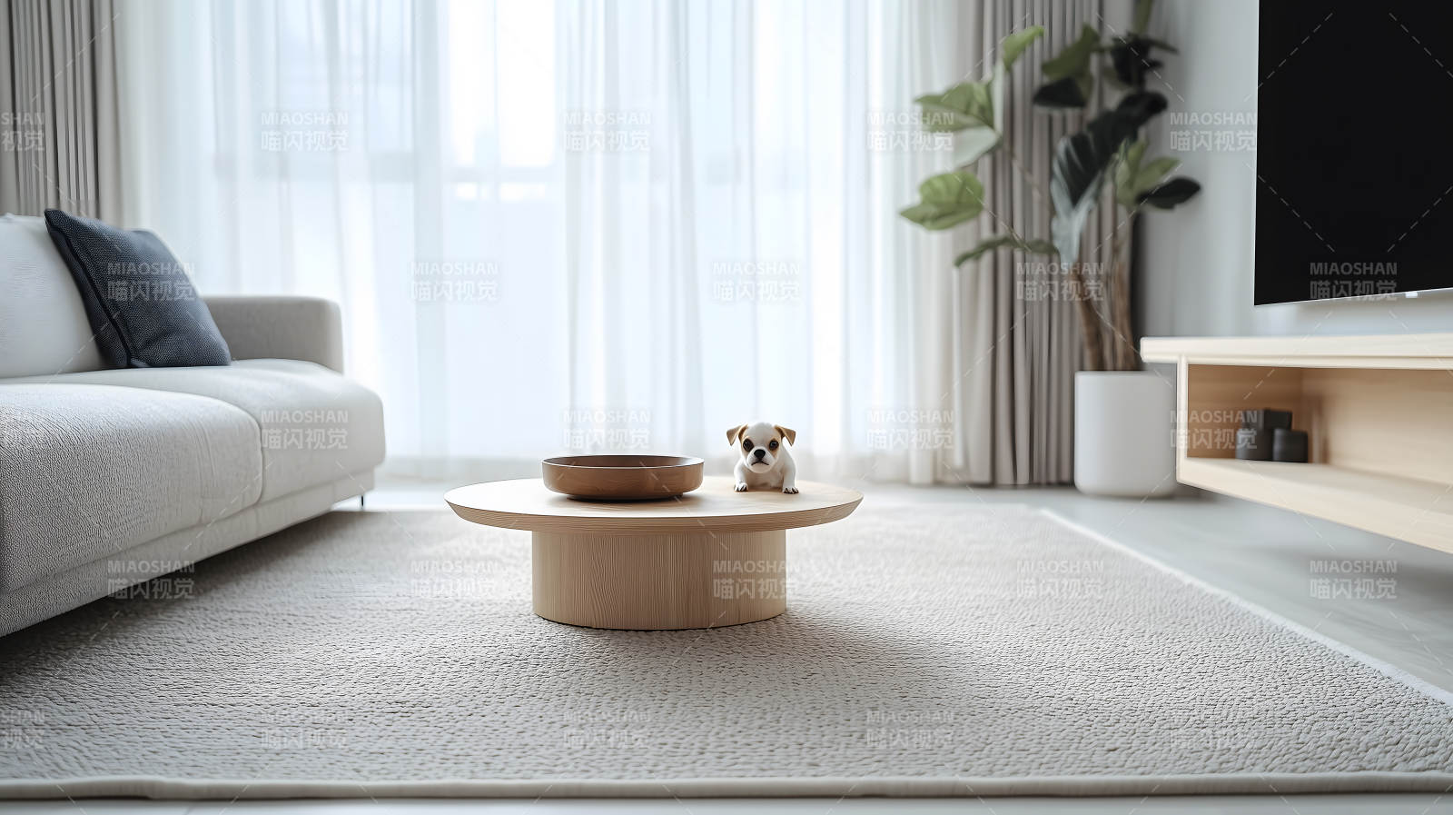 简约明亮现代风客厅空间图片