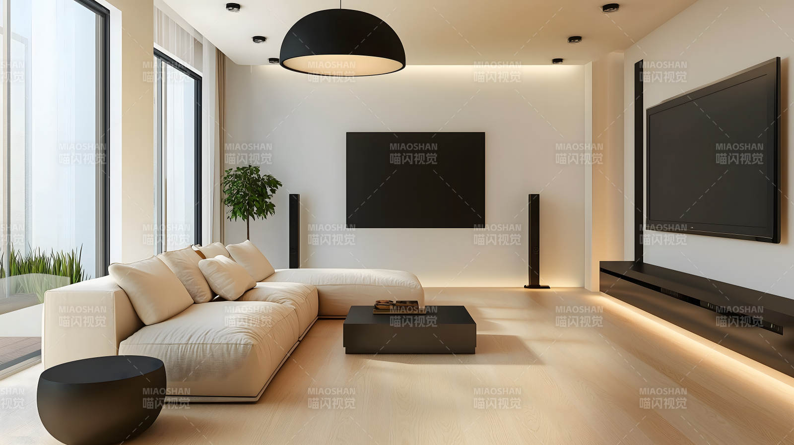 简约明亮现代风客厅空间图片