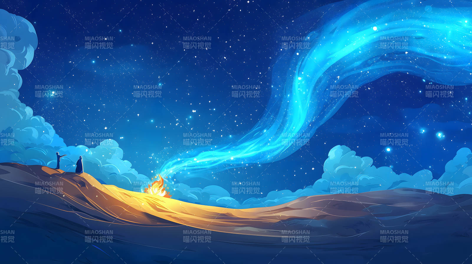 星空下篝火景图片